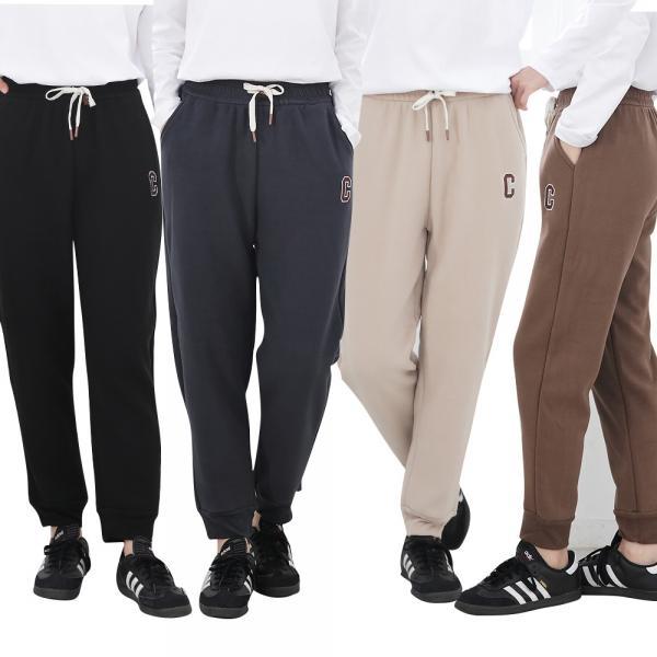 여성 C 조거 양면 기모 스판 조거팬츠 밴딩 겨울 캐주얼 편한바지 고무바지 데일리 집앞룩 신축성 꾸안꾸 허리고무 츄리닝 통큰바지 조거핏