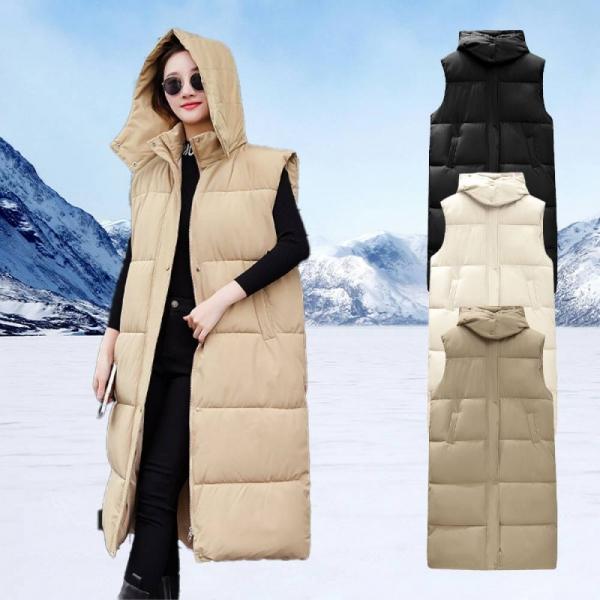 패딩 조끼 아우터 발목까지 스타일 허리끈 겨울