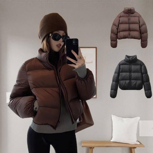 여성 베이직한 숏 디자인 겨울 크롭 짧은 패딩