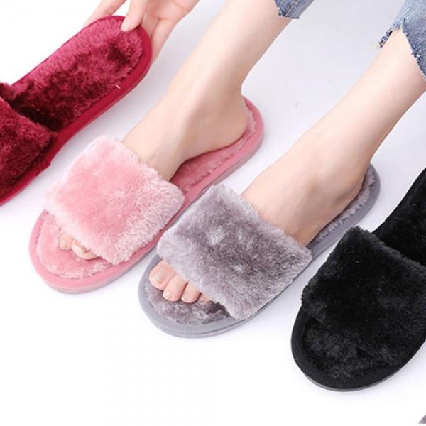 겨울 여성 오픈형 털슬리퍼 미끄럼방지 실내화