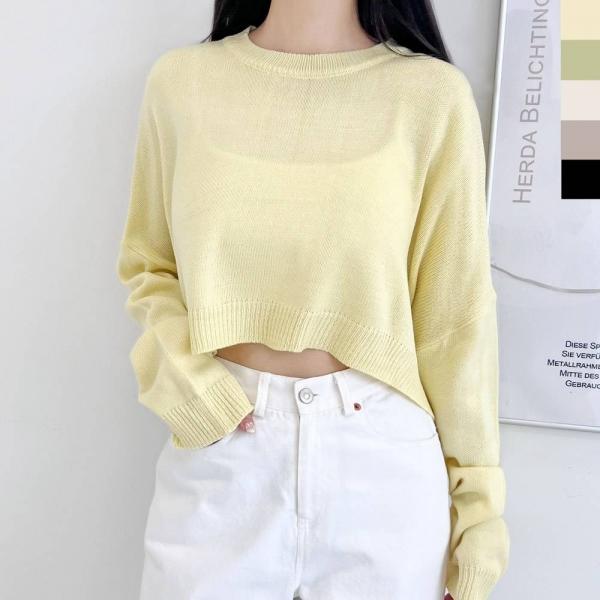 CAT 1006 여자루즈핏 박스크롭니트