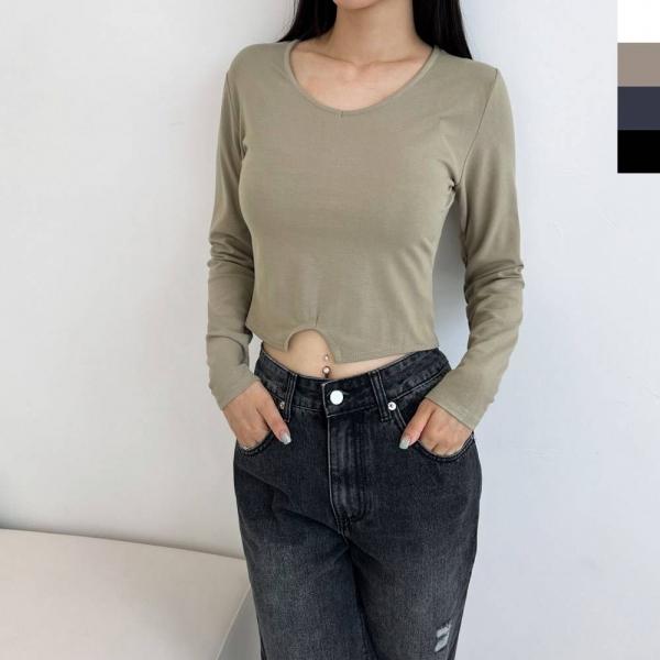 GSS ET9968 여자 라이크 텐션 스쿱넥 크롭 티셔츠