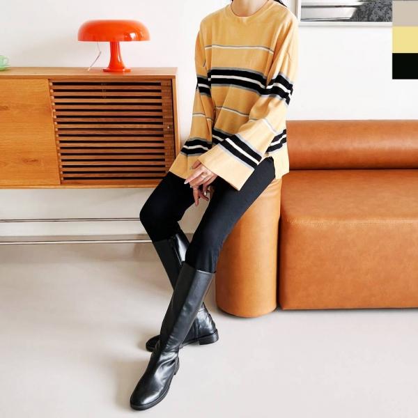 CAT 1048 여자오버핏 스트라이프니트