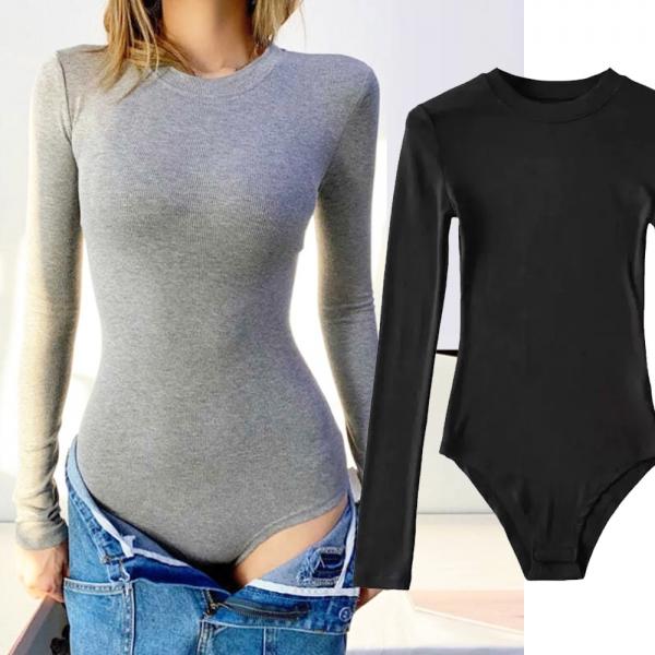 G126863_긴팔 라운드넥 골지스판 여자바디수트 바프