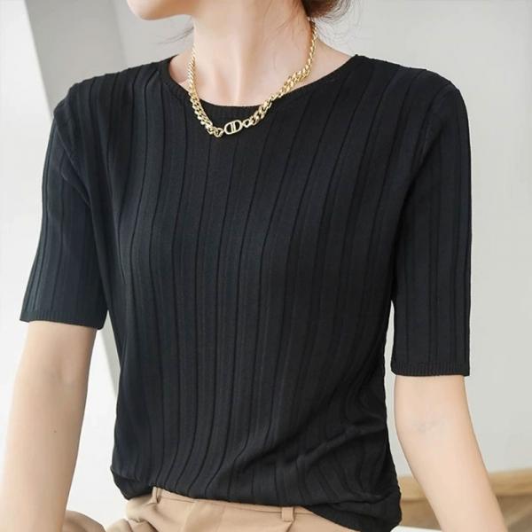 LM-0592 빅 골지 얇은 반팔 니트&nbsp;