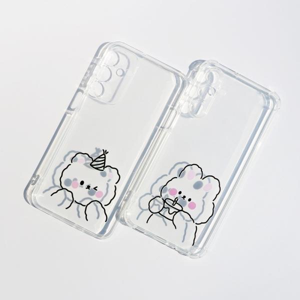 갤럭시A16(LTE)/A16 5G(SM-A165/A166) 생일 축하 토끼 곰돌이 투명 모서리보호 에어 케이스