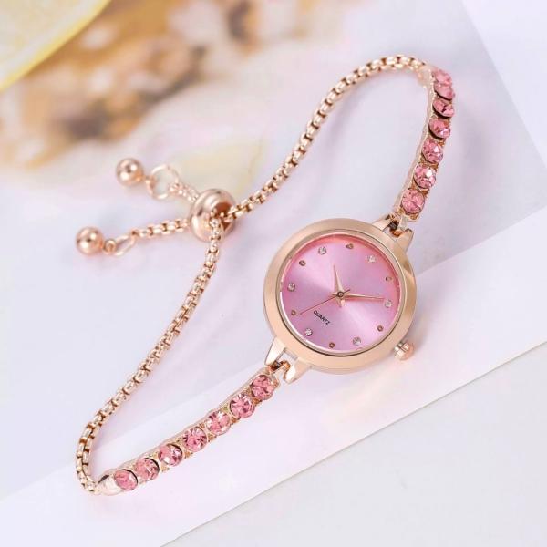 샤인스톤 슬라이드 여성 손목시계(핑크) 여자시계