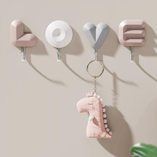 리빙밸류 LOVE 무타공 후크걸이 욕실 옷걸이 열쇠