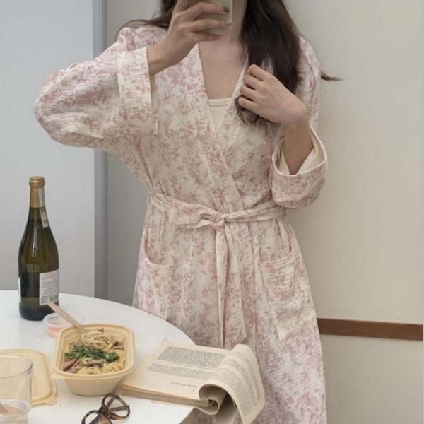 온모어 로브 잠옷 홈웨어 여성잠옷 실내복 로브가운 (#복사)