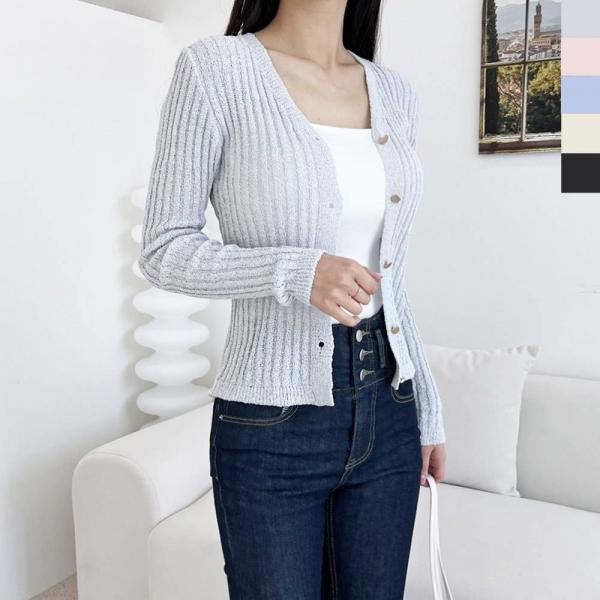 2L-PPT 1000 여자 시스루 골지니트가디건