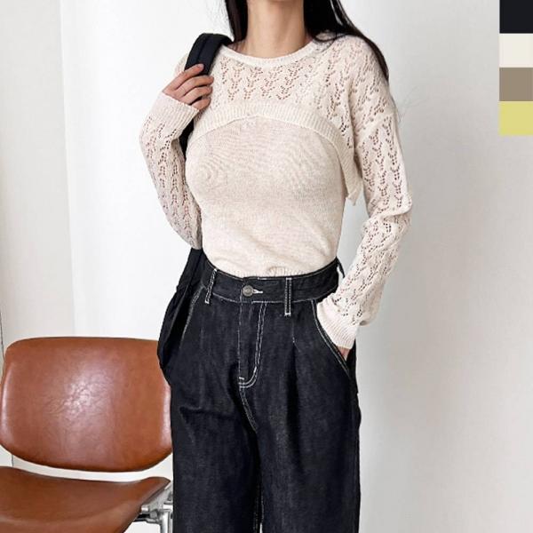 2L-PPT 1047 여자 레이어드 크롭나시 볼레로니트세트