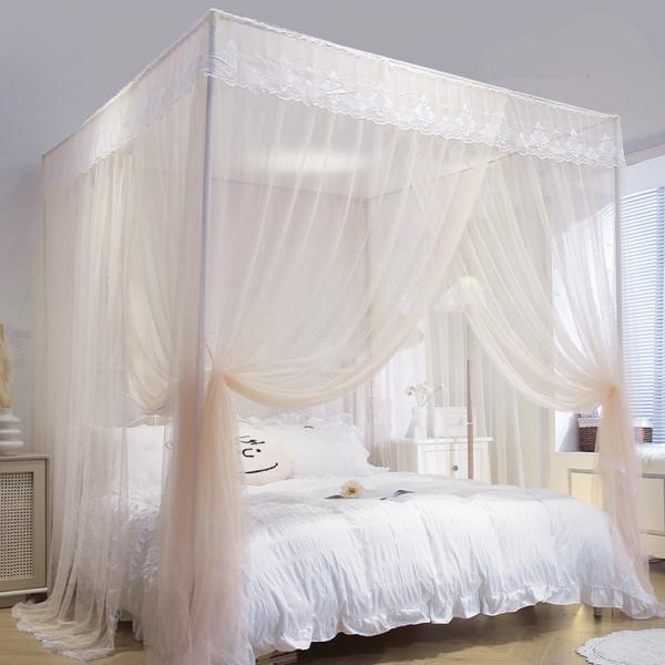리빙피스 레이스 커튼형 침대 모기장 150x200cm 피치