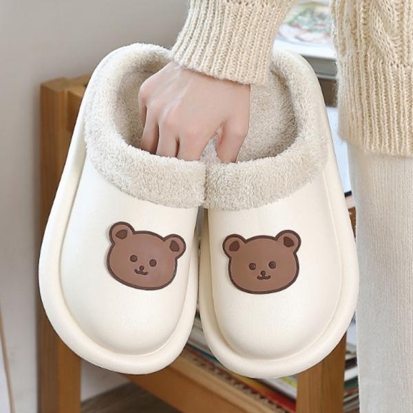 겨울 실내 사무실 방한 털 슬리퍼 실내화 곰돌이모양