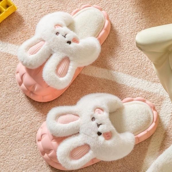 겨울 소음방지 층간소음 보온 실내화 슬리퍼 토끼모양