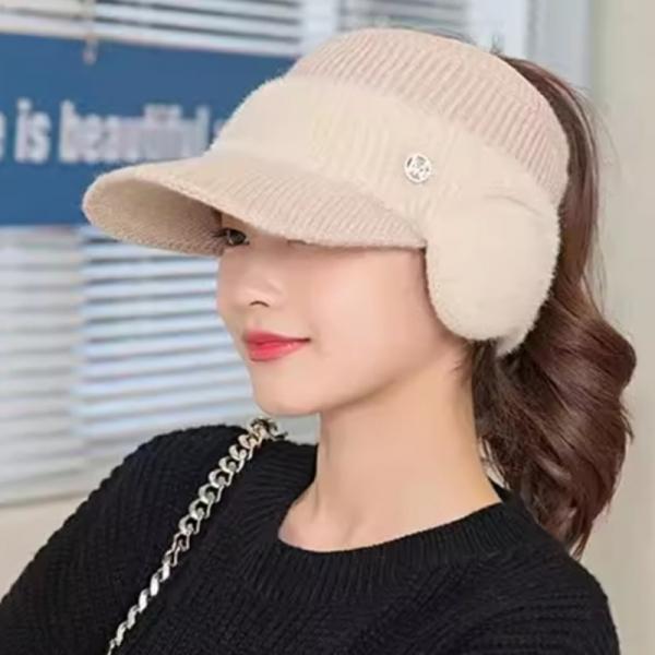 겨울 방한 보온용 귀마개 귀덮개 털 모자 니트캡