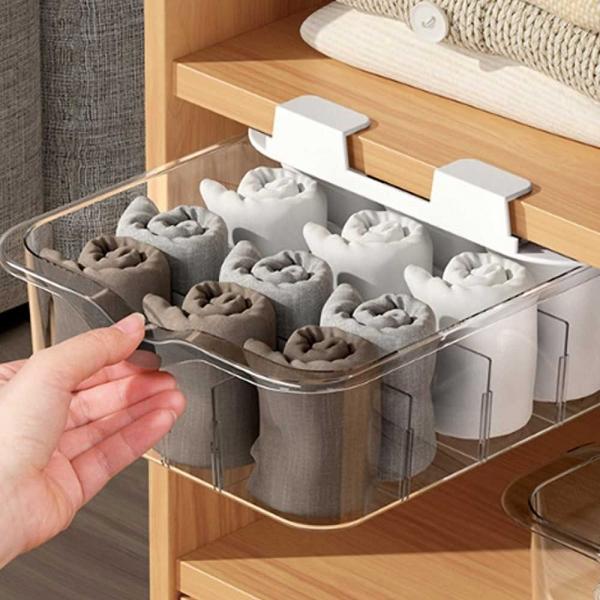 투명 리빙 박스 칸막이 속옷 정리함 슬라이딩 수납함