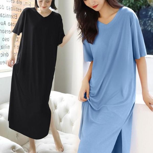 집에서입는옷 롱원피스 휴양지원피스 여자 여름 V넥