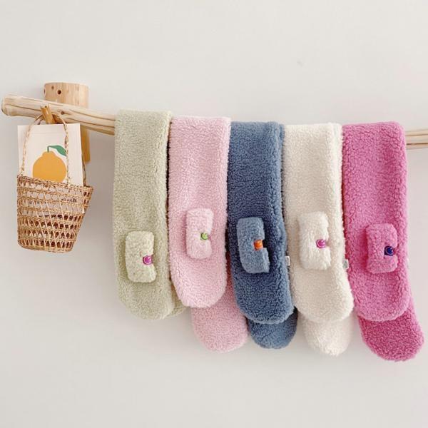 1+1 겨울 유아 키즈 단색 양털 목도리 뽀글 머플러 어린이집