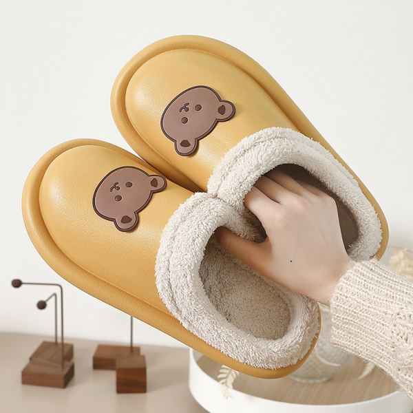 겨울 발편한 사무실 외출용 털안감 곰돌이 슬리퍼