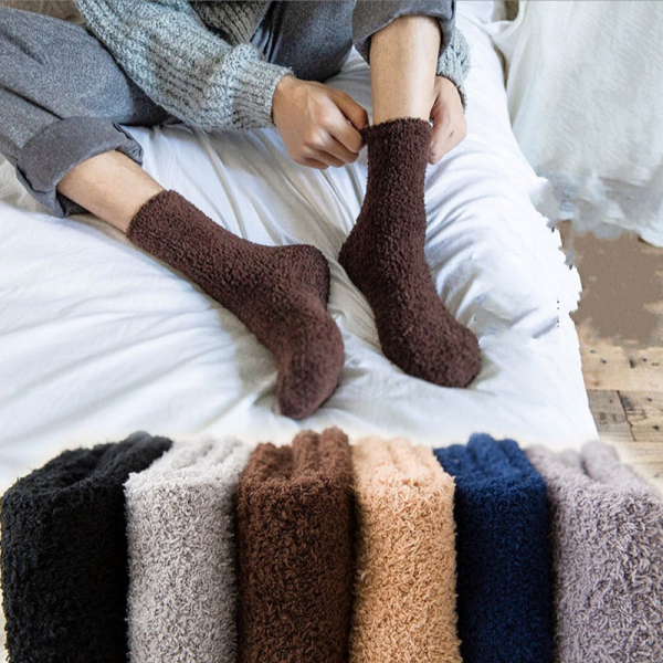 남녀 포근한 겨울 캠핑 숙면 기모 긴목 수면 양말