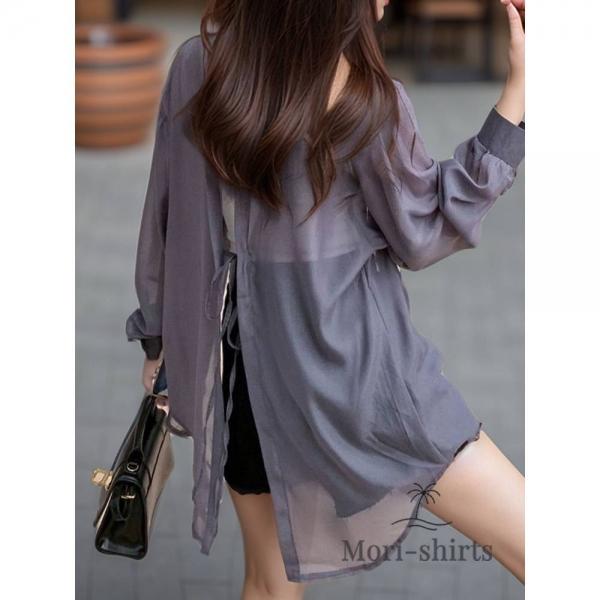 모리셔츠 그레이 뒤트임 여름셔츠 남방 살안타템 시스루 오간자 긴팔 여자셔츠 실크셔츠 베트남 여행준비물