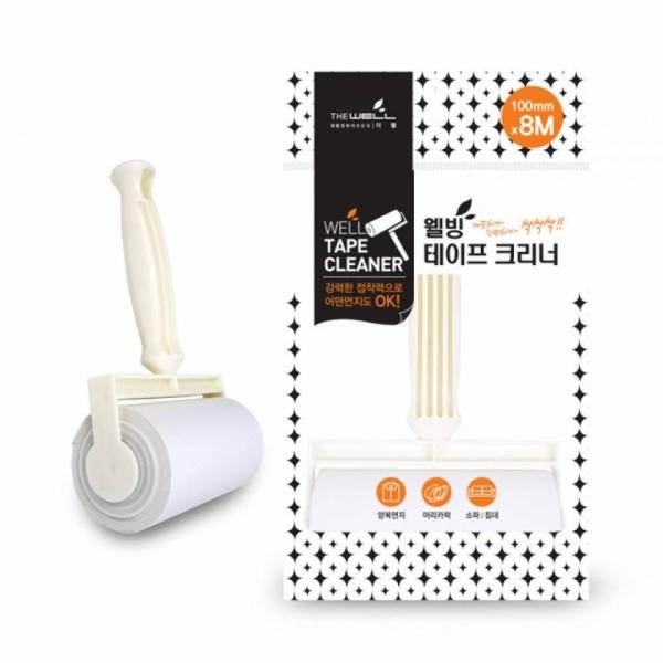 리빙 테이프클리너 100mmx8m 중형 핸들형 먼지 머리카락 제거 소파 카펫 청소