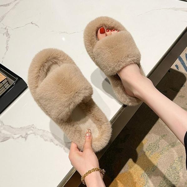 20대 30대 여성 사무실 실내 부드러운 털 방한 슬리퍼