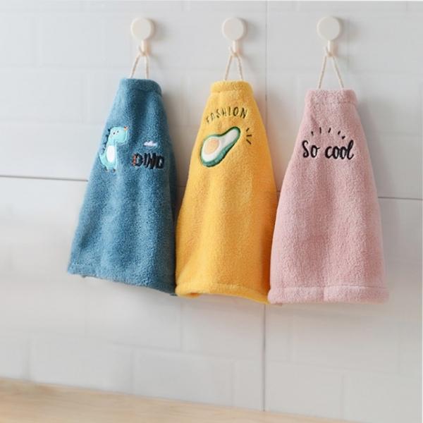 주방타월 극세사 자수 고리 핸드 타올 수건 RD-11505