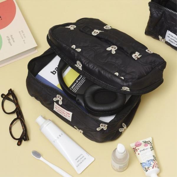 대용량 블랙 토끼 여행용 속옷 화장품 파우치 (대형)