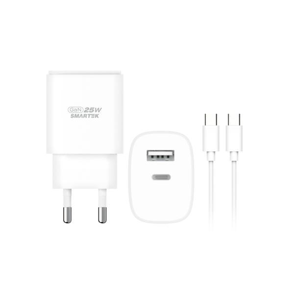 [SMARTEK] 스마텍 GaN PD MAX 25W 2포트 충전기 (CtoC 1M 케이블포함) (STQC-GD25-CT)