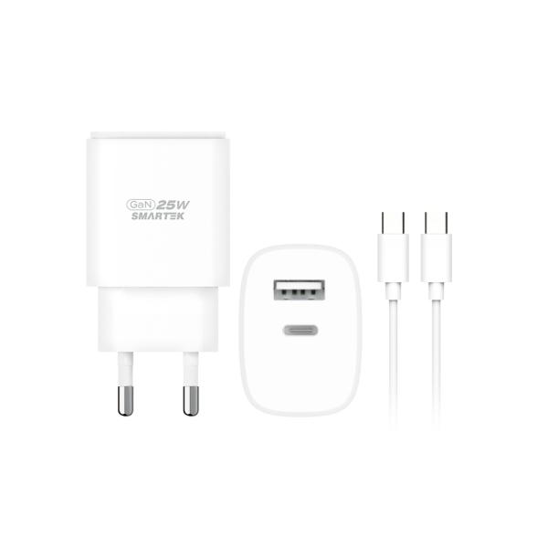 [SMARTEK] 스마텍 GaN PD MAX 25W 2포트 충전기 (CtoC 1M 케이블포함) (STQC-GD25-CT)