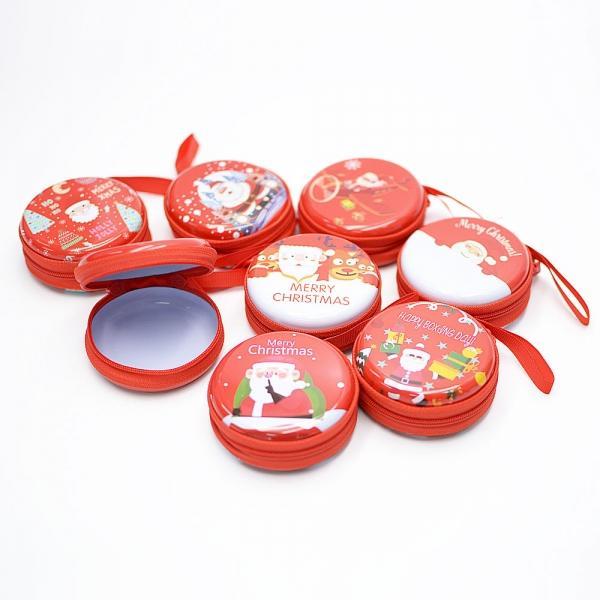 크리스마스 원형 동전지갑 이어폰 파우치