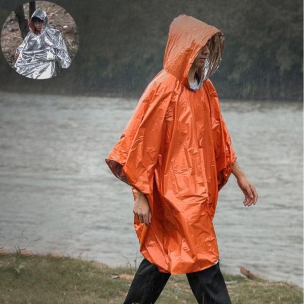 휴대용 양면 은박 우비 캠핑 야외 판초우의 방한 방수 비옷 오토바이 낚시 골프 등산