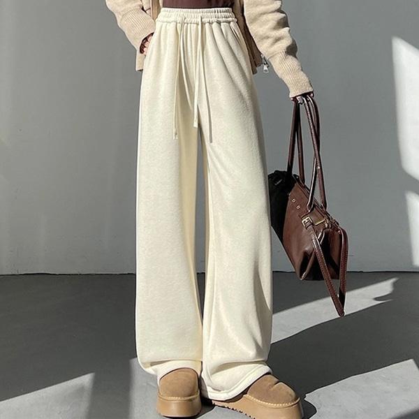 겨울 심플 기모 내피 와이드핏 밴딩 팬츠 TDN-0260