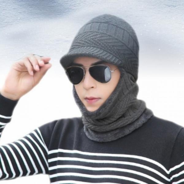 프리사이즈 4WAY 스컬리 남성방한모자 그레이