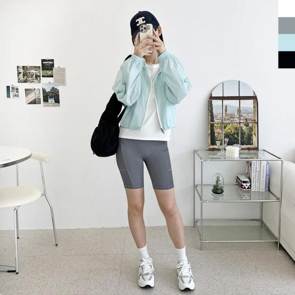 ACC SF1008W 여자 4컬러 나일론 투웨이 스트링 크롭 후드 바람막이 점퍼