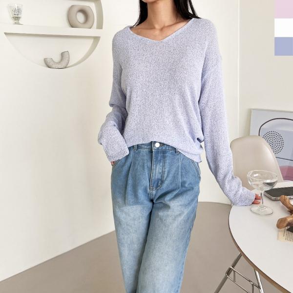 2L-PPT 1049 여자 블링브이 여리핏긴팔그물니트