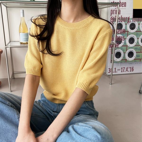 2L-PPT 1046 여자 와플 라운드반팔니트