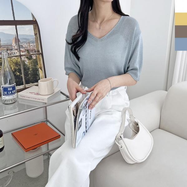 2L-PPT 1026 여자 브이넥 루즈핏 반팔니트