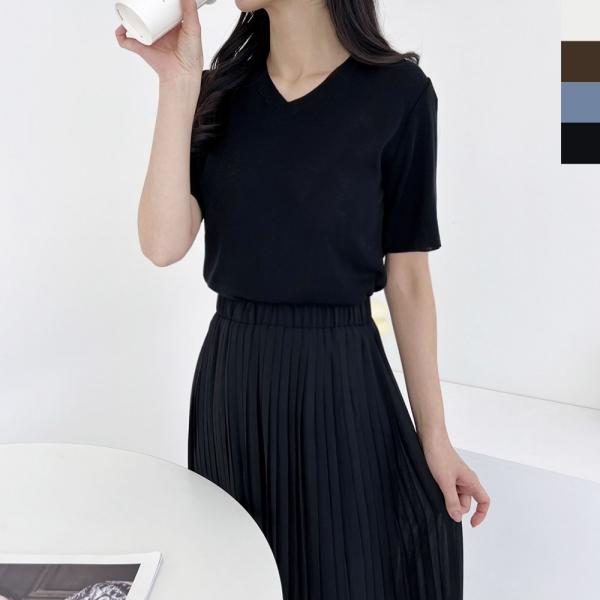 2L-PPT 1021 여자 여름 브이넥반팔니트