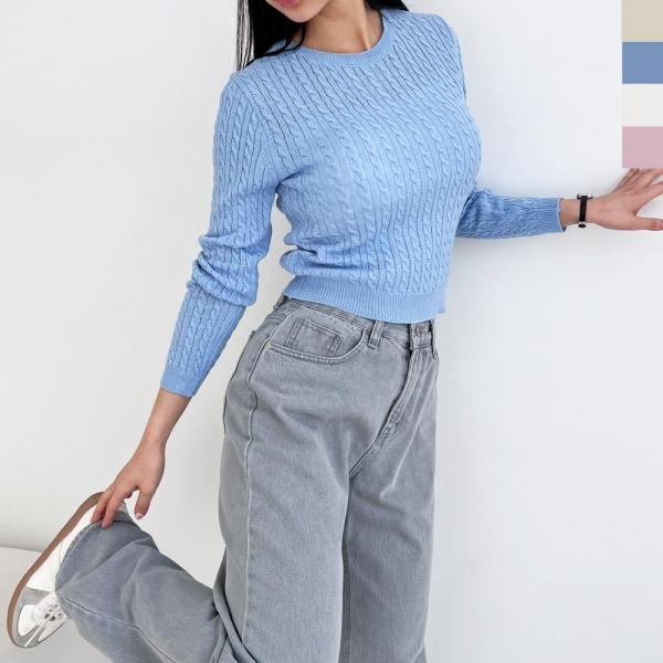 2L-PPT 1007 여자 벤티꽈배기 세미크롭니트