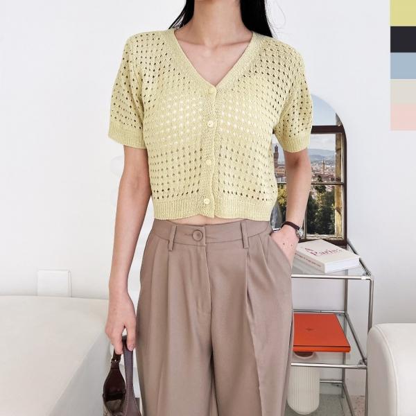 2L-PPT 1030 여자 펀칭 반팔니트 가디건볼레로
