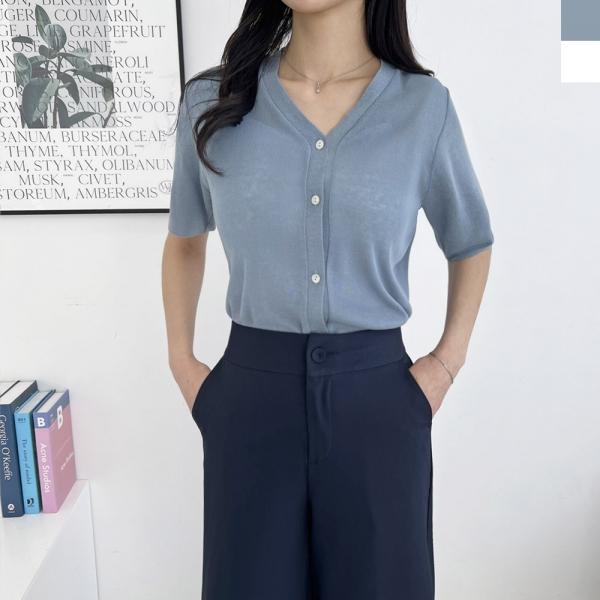 2L-PPT 1029 여자 포레스트 반팔가디건니트