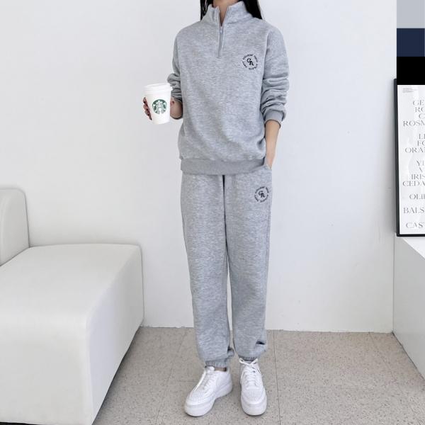GAA SND838 여자 겨울 기모 반집업 조거 트레이닝 세트(기모안감)