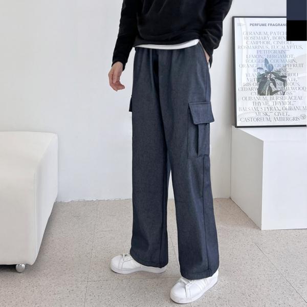 GAA HD-B186M 남자 겨울 기모 웜 카고 데님 스트링 팬츠(기모안감)