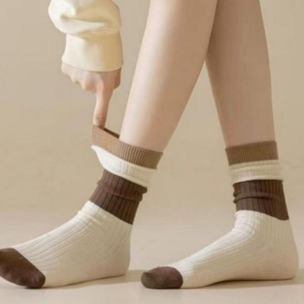 캐주얼 데일리 디자인 중목 양말 브라운 계열 5종 세