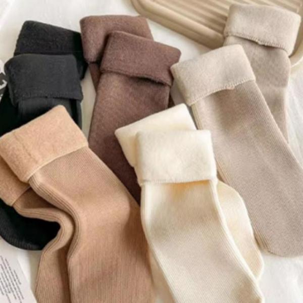겨울 보온 방한 기모 골지 여성 중목 양말 5켤레 세트