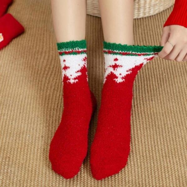 겨울 윈터 크리스마스 여성용 겨울 수면 양말 3개 레