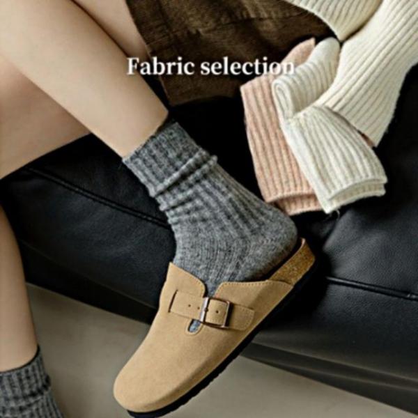 겨울 보온 골지 울 혼방 여성 중목 무지 양말 5컬러