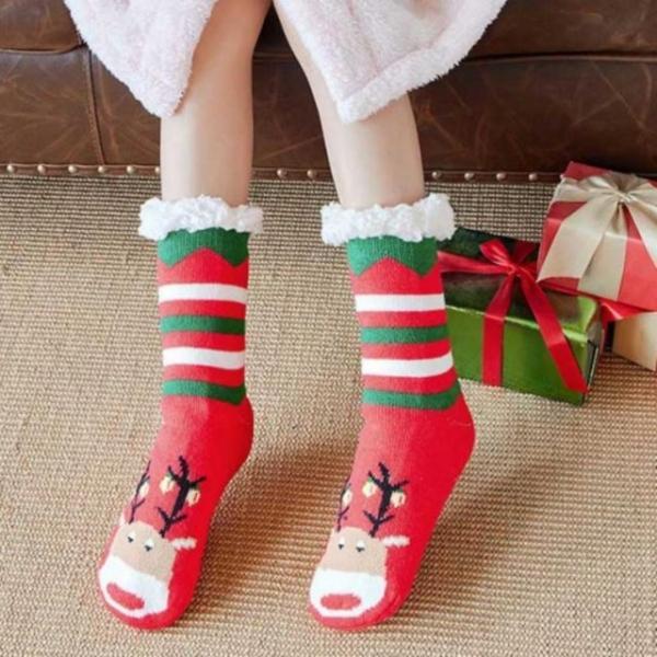 겨울 크리스마스 여성 학생 양말 안감 기모 보온 수면